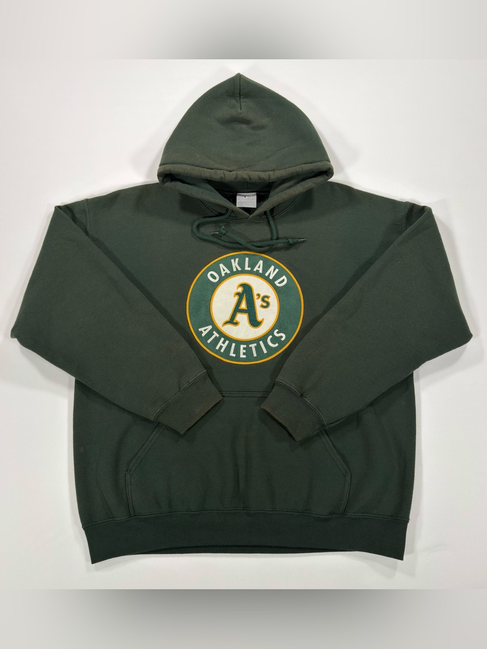 Vintage Oakland Athletics A's MLB Hoodie Sweatshirt Green Patch Logo Men's Large